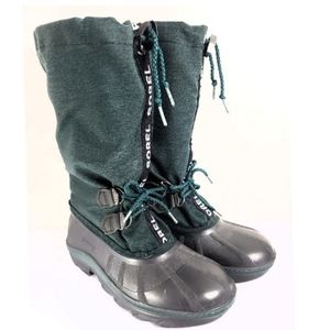Sorel Snowlion Boots Insulated Waterproof Rubber Green Size 6